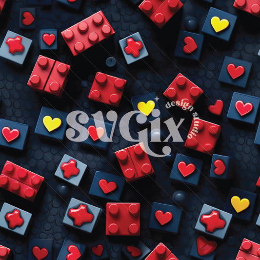 3D Building Blocks Seamless Pattern