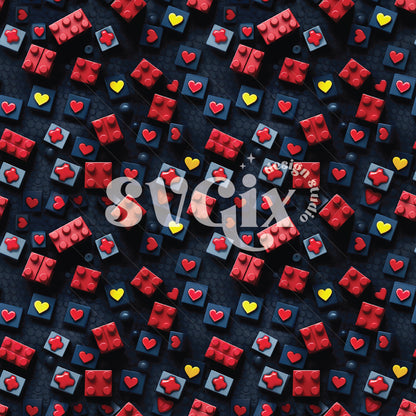 3D Building Blocks Seamless Pattern