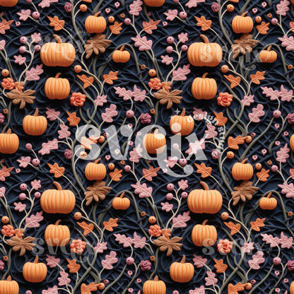 3D Pumpkins II Seamless Pattern