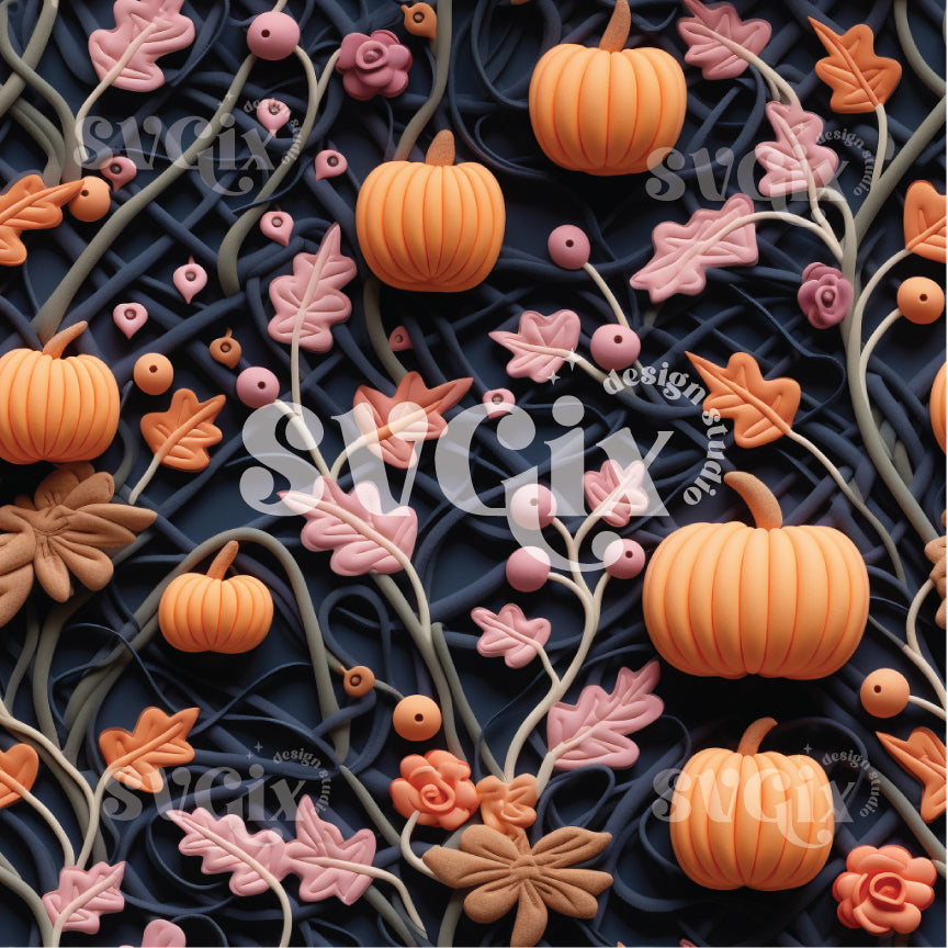 3D Pumpkins II Seamless Pattern