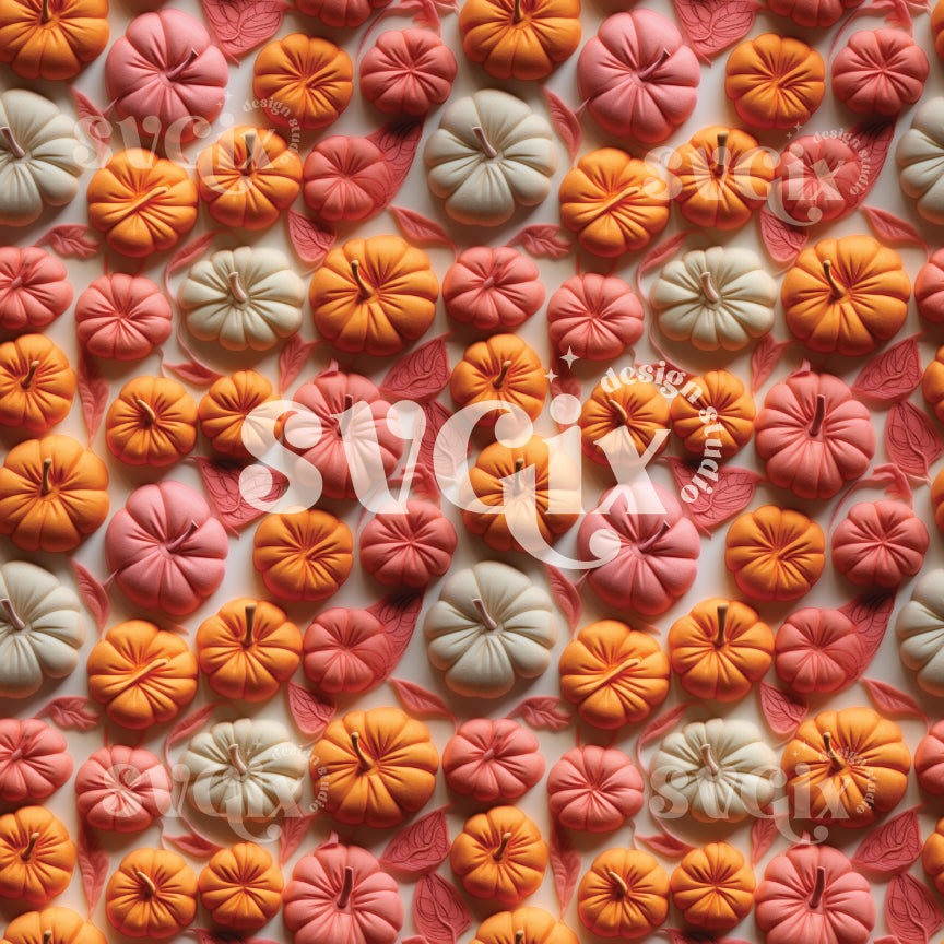 3D Pumpkins III Seamless Pattern