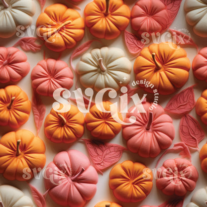 3D Pumpkins III Seamless Pattern