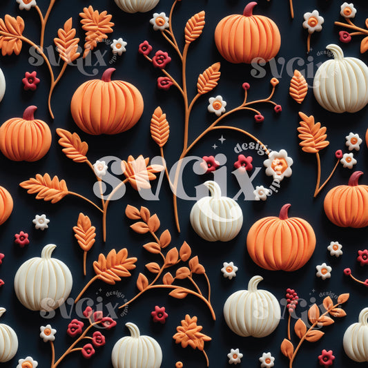 3D Pumpkins III Seamless Pattern