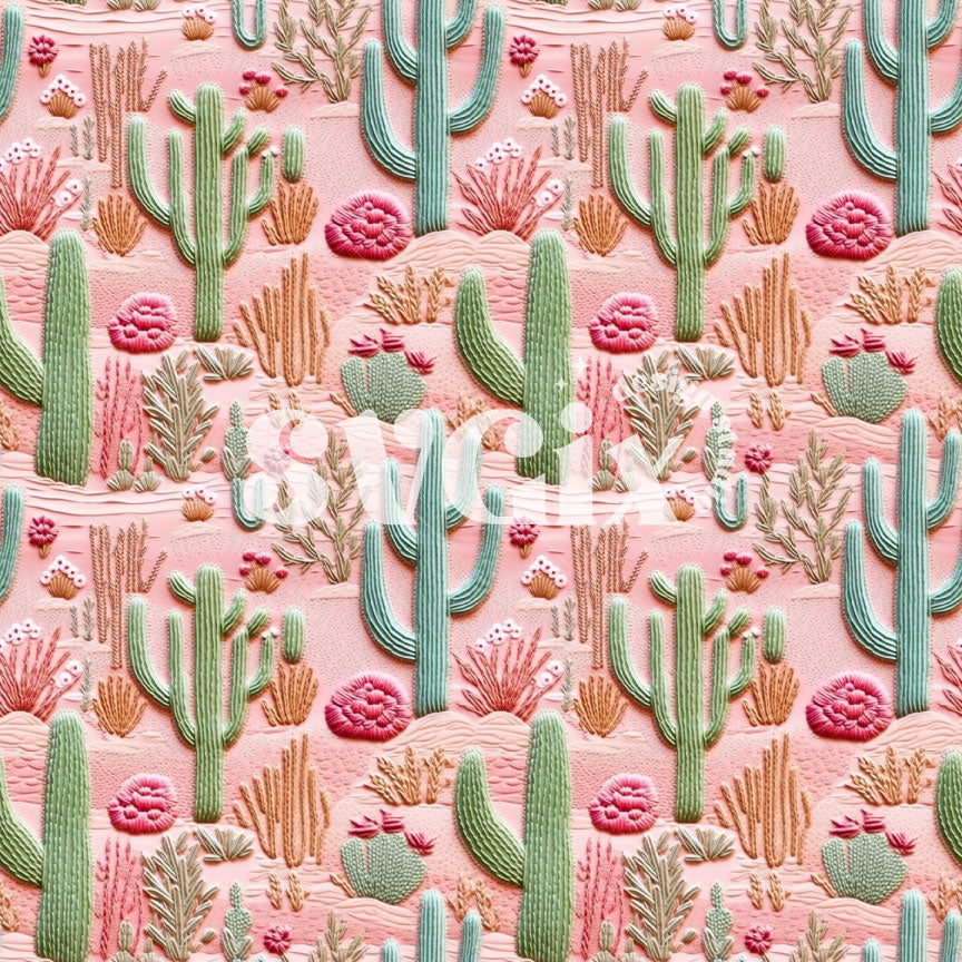 3d Cactus on Pink Seamless Pattern