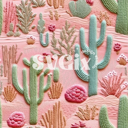 3d Cactus on Pink Seamless Pattern