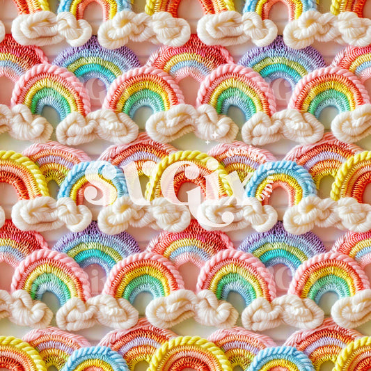 3d Embroidered Rainbows Seamless Pattern