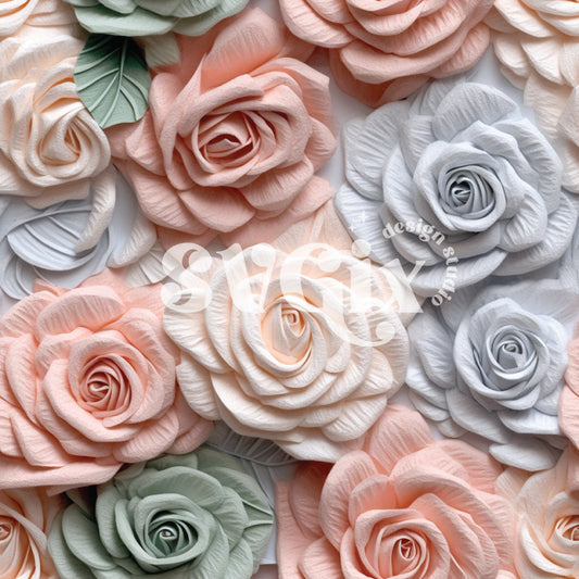 Muted Roses 3D Seamless