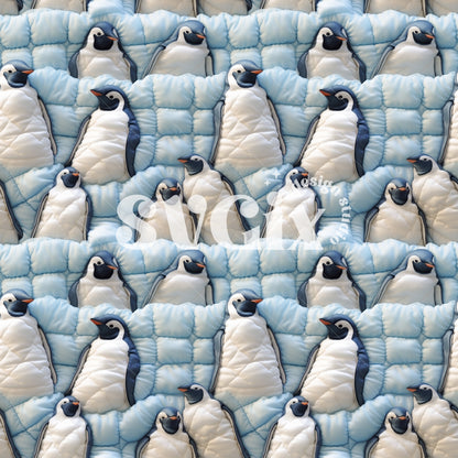 3d Penguins Quilt Seamless Pattern