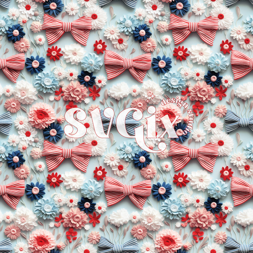 4th of July Bows Seamless Pattern