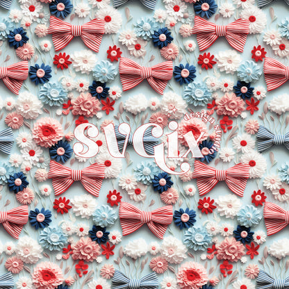 4th of July Bows Seamless Pattern