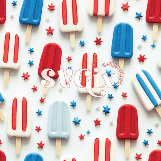 4th of July Popsicles Seamless Pattern