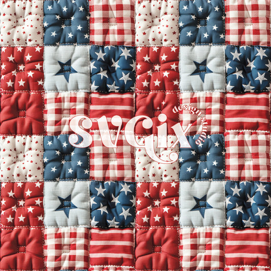 4th of July Quilt Seamless Pattern