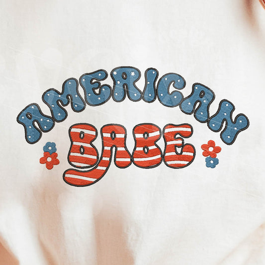 American Babe Embroidery Effect PNG