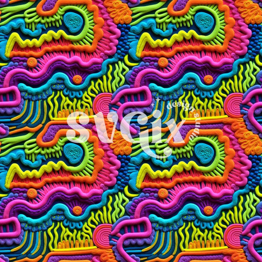 Abstract Neon 3d Seamless Pattern