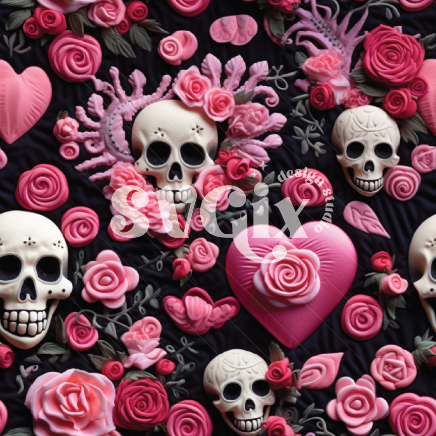 Anti Valentines Skulls II Seamless Pattern