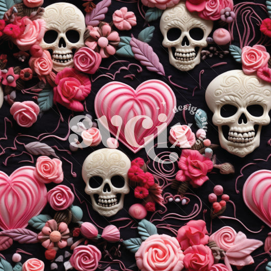 Anti Valentines Skulls Seamless Pattern