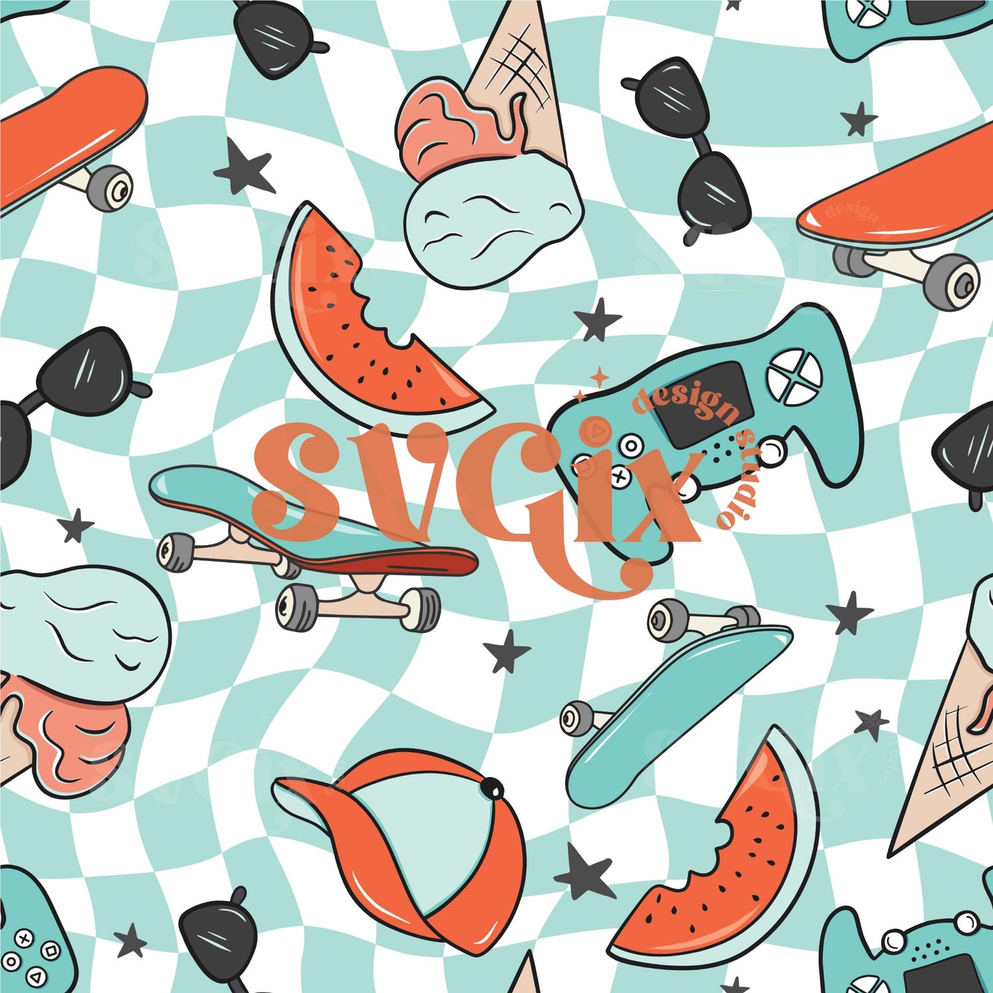 Summer Boy Seamless Pattern