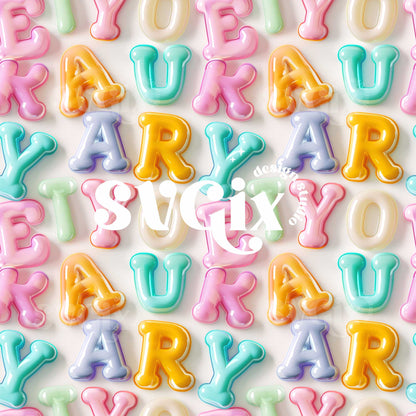 Back to School Letters Alphabet 3d Seamless Pattern