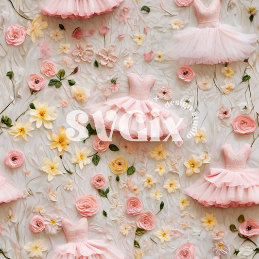 Ballet Dresses Embroidery Seamless Pattern