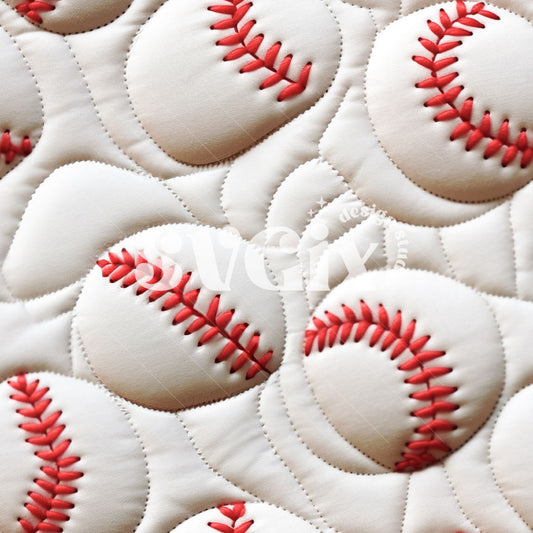 Baseball Inspired Embroidery Quilt Seamless Pattern