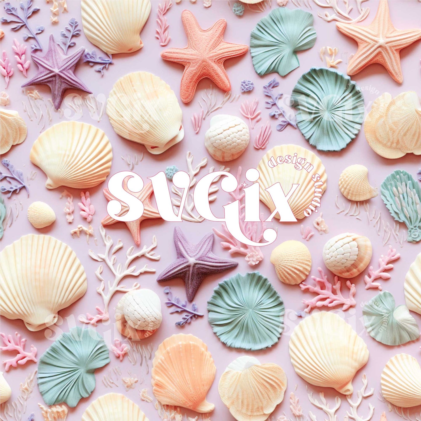 Beach Sea Shells Pink Seamless Pattern