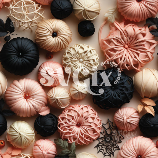 Black & Blush Pumpkins Seamless Pattern