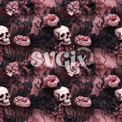 Black & Rose Halloween Seamless Pattern