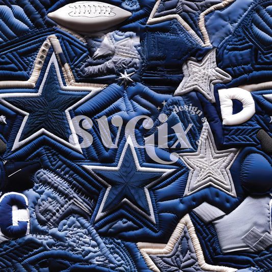 Blue and White American Football Seamless Pattern