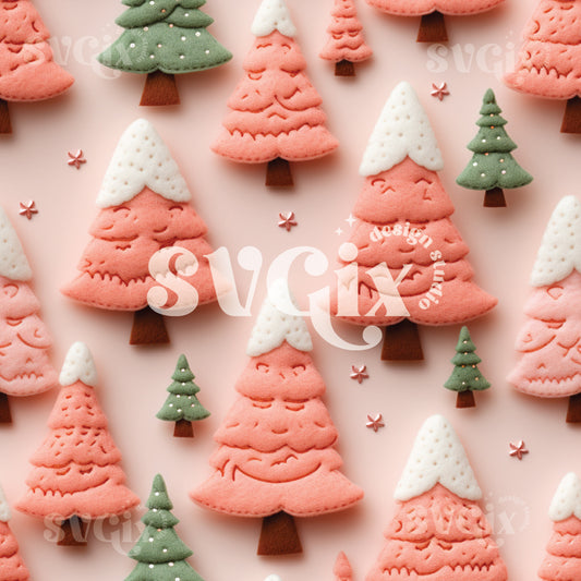 Blush Christmas Trees Seamless Pattern