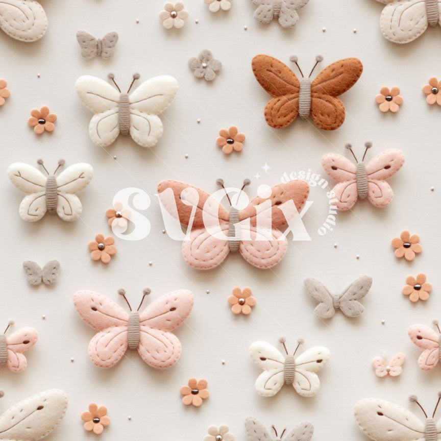 Blush Sienna Felt Butterflies Seamless Pattern