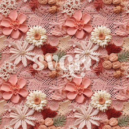 Boho Blush Floral Knit Seamless Pattern