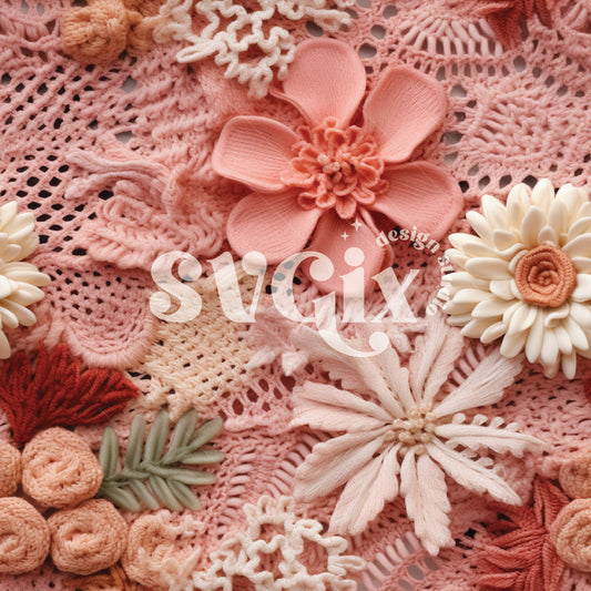 Boho Blush Floral Knit Seamless Pattern