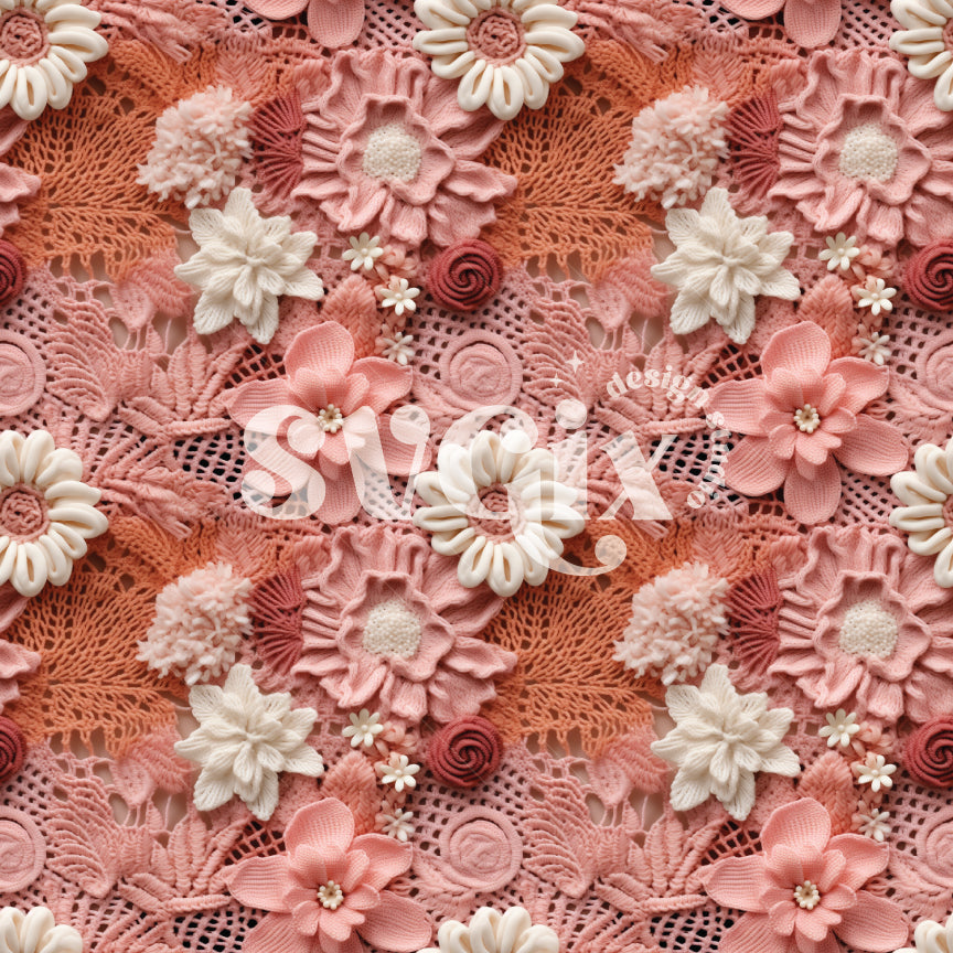 Boho Blush Floral Mesh Seamless Pattern