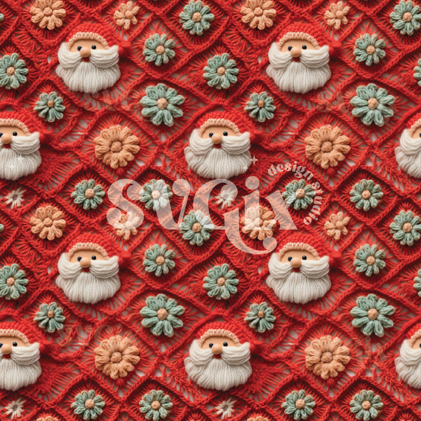 Boho Knit Santas Seamless Pattern