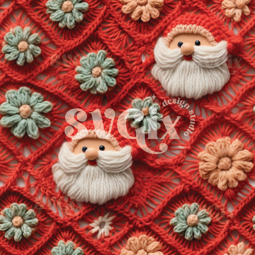 Boho Knit Santas Seamless Pattern