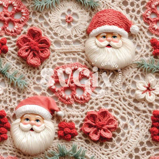 Boho Santas Crochet  Seamless Pattern