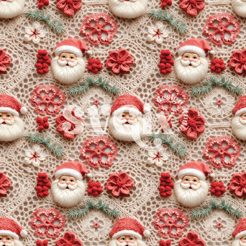 Boho Santas Crochet  Seamless Pattern