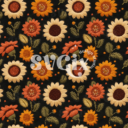 Boho Sunflowers Seamless Pattern