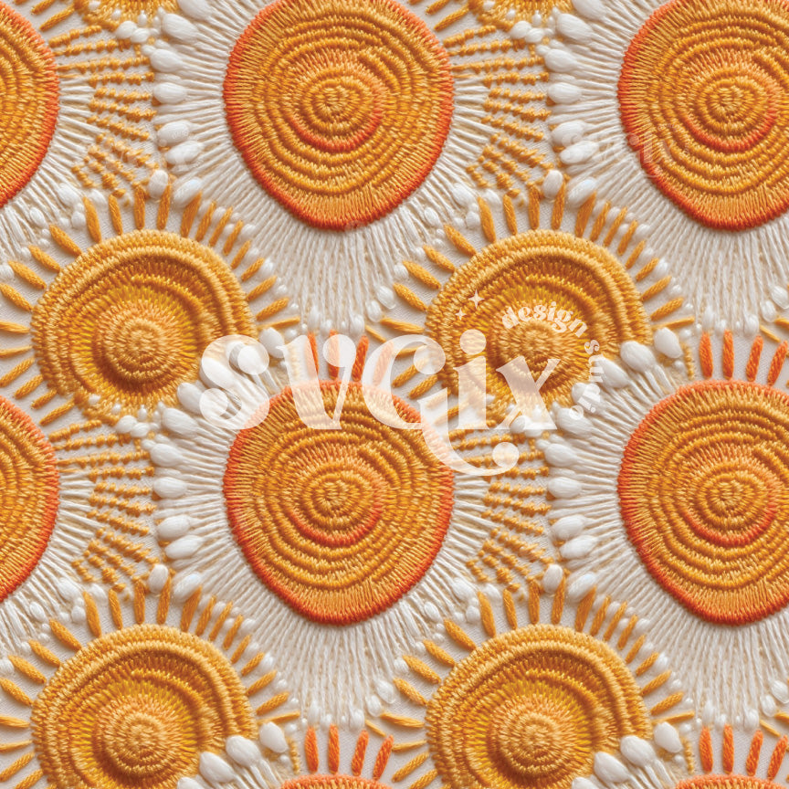 Boho Sunshine I Faux Embroidery Seamless Pattern