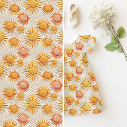 Boho Sunshine Faux Embroidery Seamless Pattern