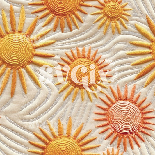 Boho Sunshine Faux Embroidery Seamless Pattern