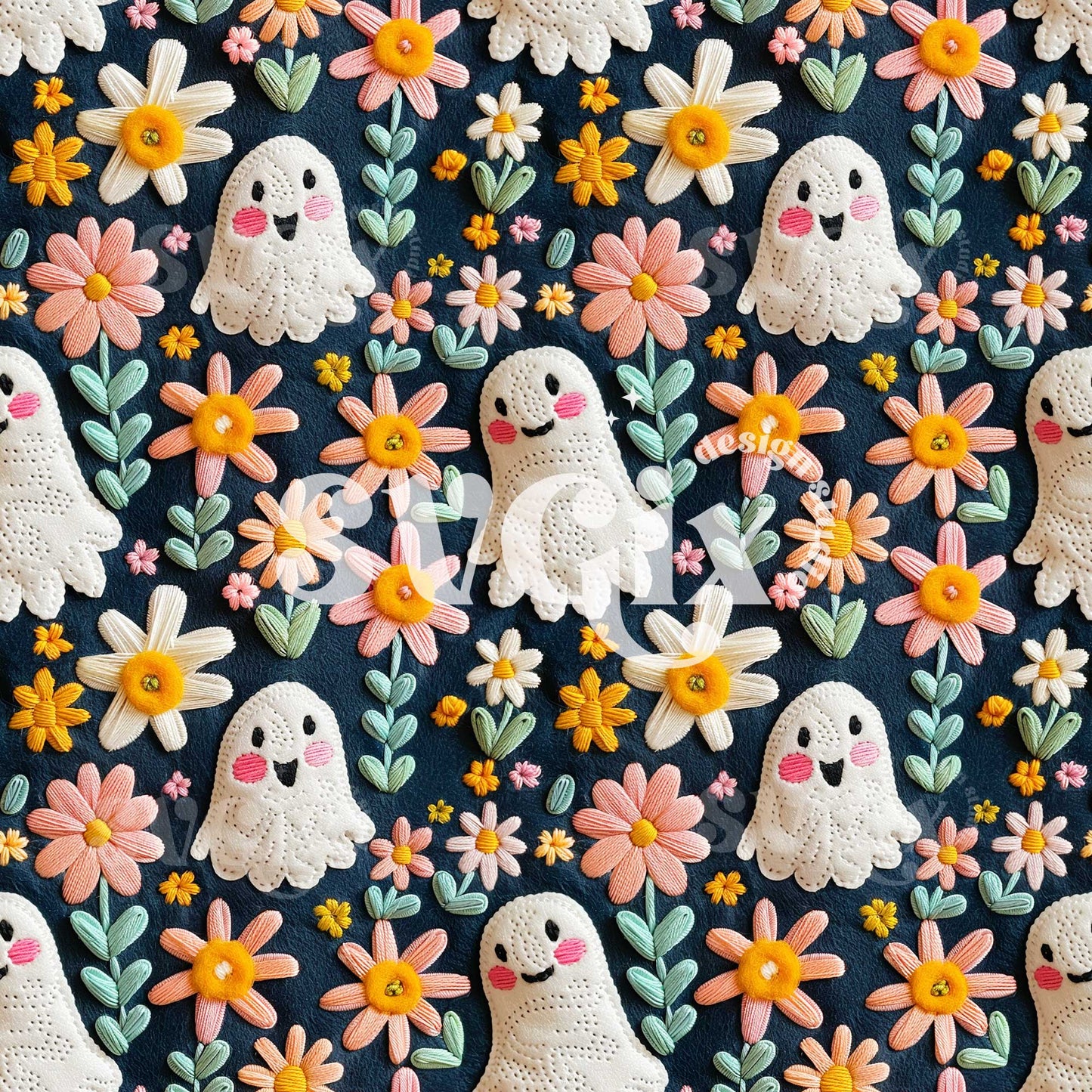 Boo-tiful Blossoms Halloween Seamless Pattern