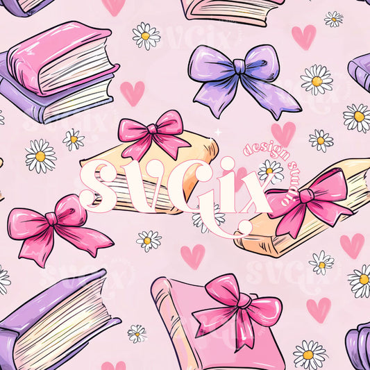 Bookish Girl Vday Book Lover Seamless Repeating Pattern