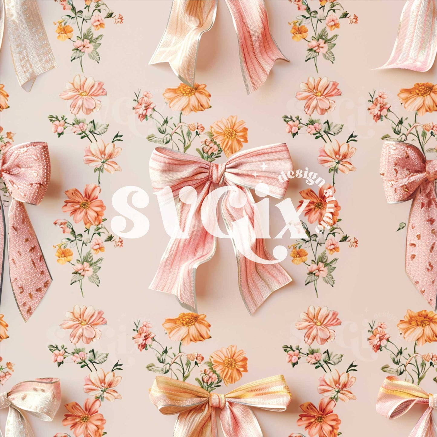 Bows and Blossoms Coquette Seamless Pattern