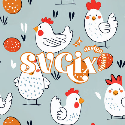 Chickens Seamless Pattern