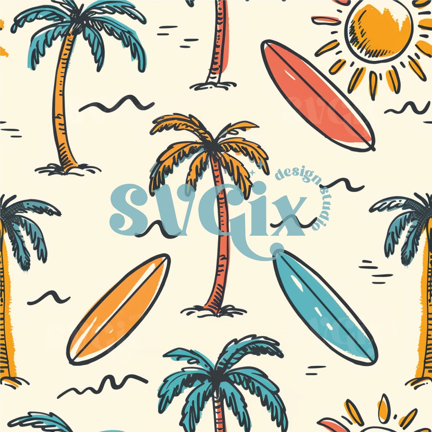 Boys Summer Print Seamless Pattern