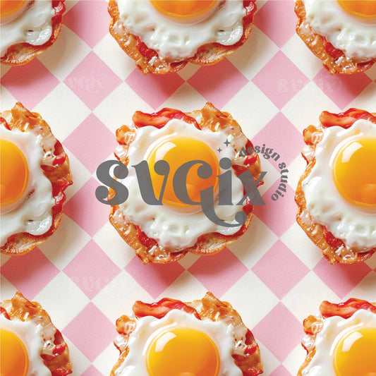 Breakfast Eggs Bacon Seamless Pattern