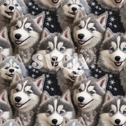 Briana's Babies Snow dogs Husky Seamless Pattern