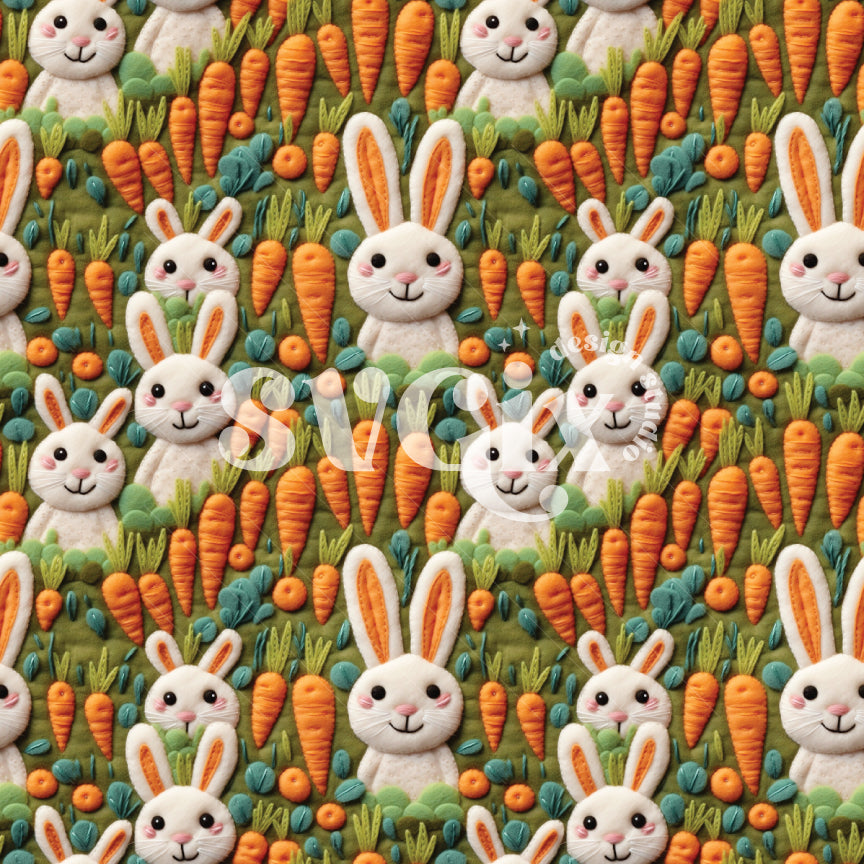 Bunnies Carrots Haven Seamless Pattern