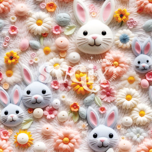 Bunny Buttons Blossoms Seamless